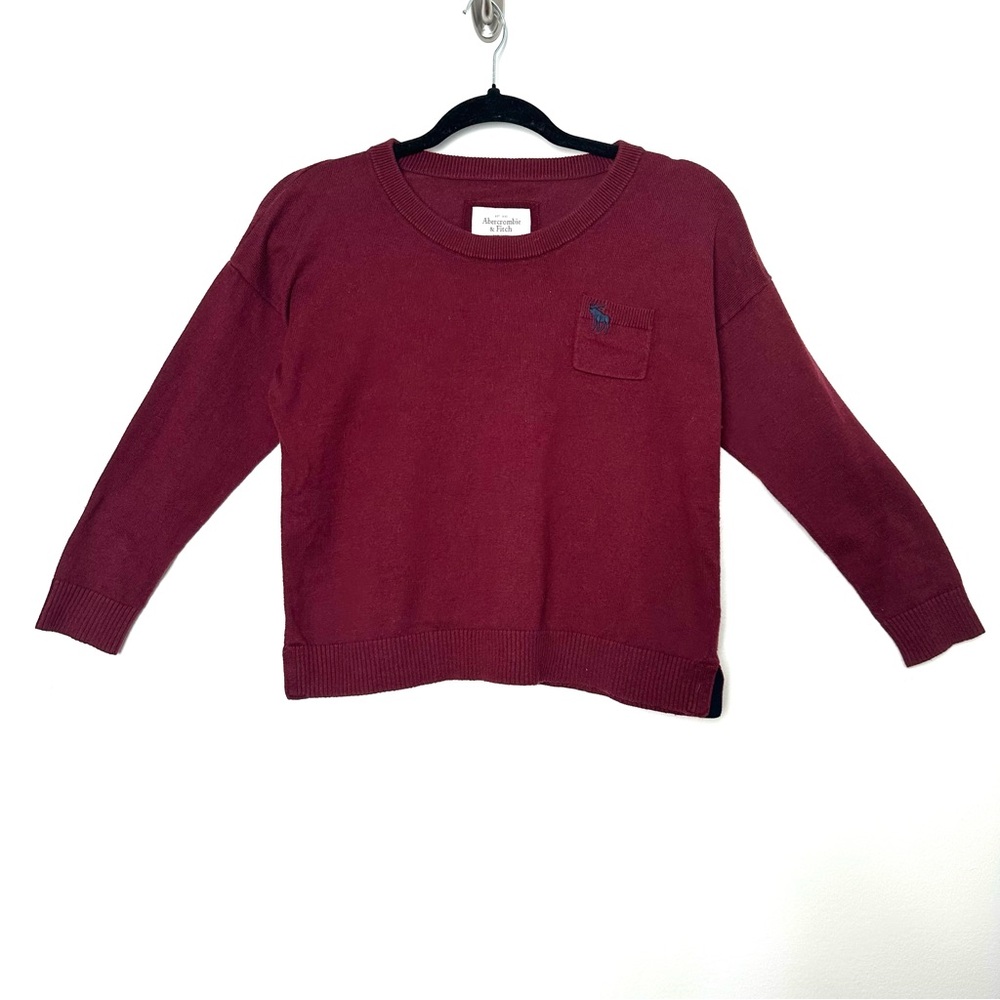 Vintage Y2K Abercrombie & Fitch Burgundy Embroidered Moose Sweater Preppy